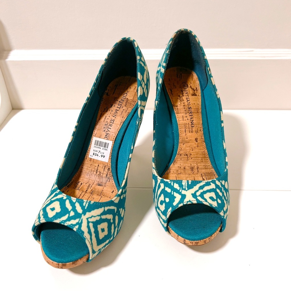 Teal Christian Siriano for Payless Peep Toe Heels Size 7 1/2